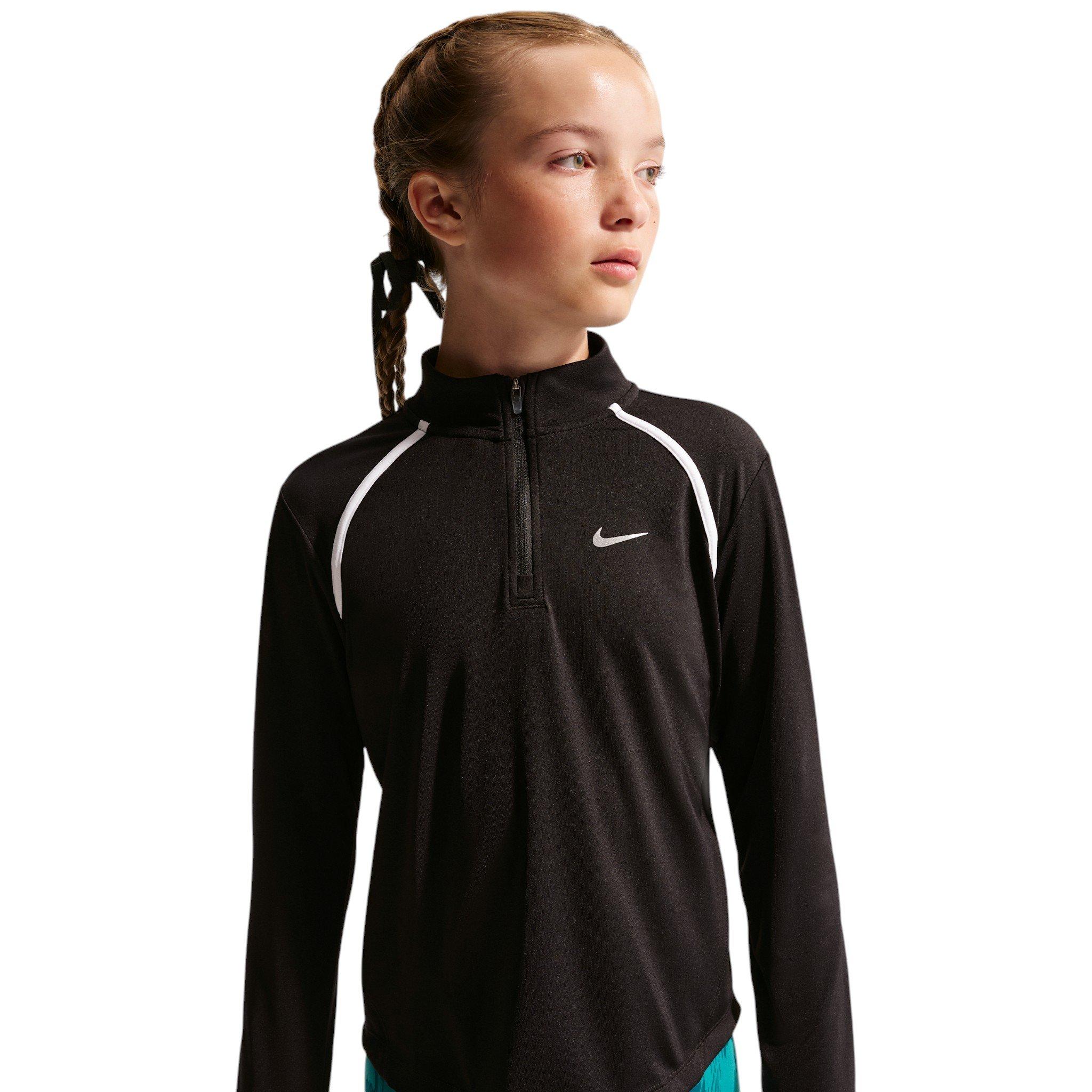 Nike Big Girls' Tempo Dri-FIT Long-Sleeve Half-Zip Top - Black - BLACK